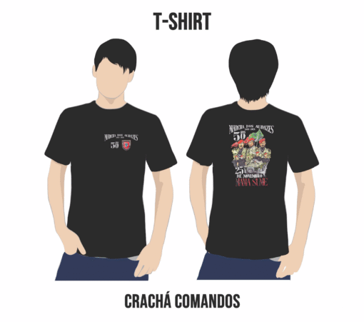 T-shirt da Marcha dos Audazes - 50 Anos do 25 de Novembro - Crachá Comandos