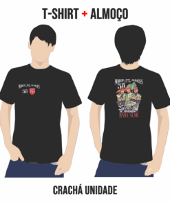 T-shirt da Marcha dos Audazes - 50 Anos do 25 de Novembro - Crachá Unidade com Inscrição no Almoço Convívio